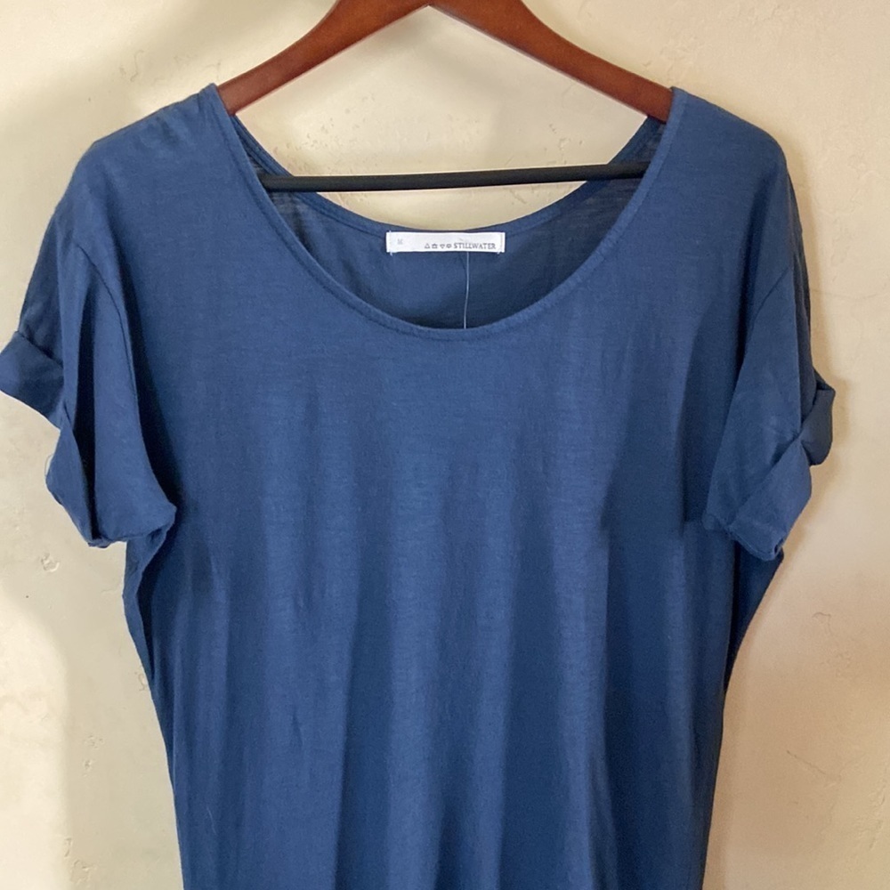 Sz 2 (M) NWT Stillwater Sonoran Dusty Blue Asymmetrical Hem Maxi Dress - Picture 3 of 9